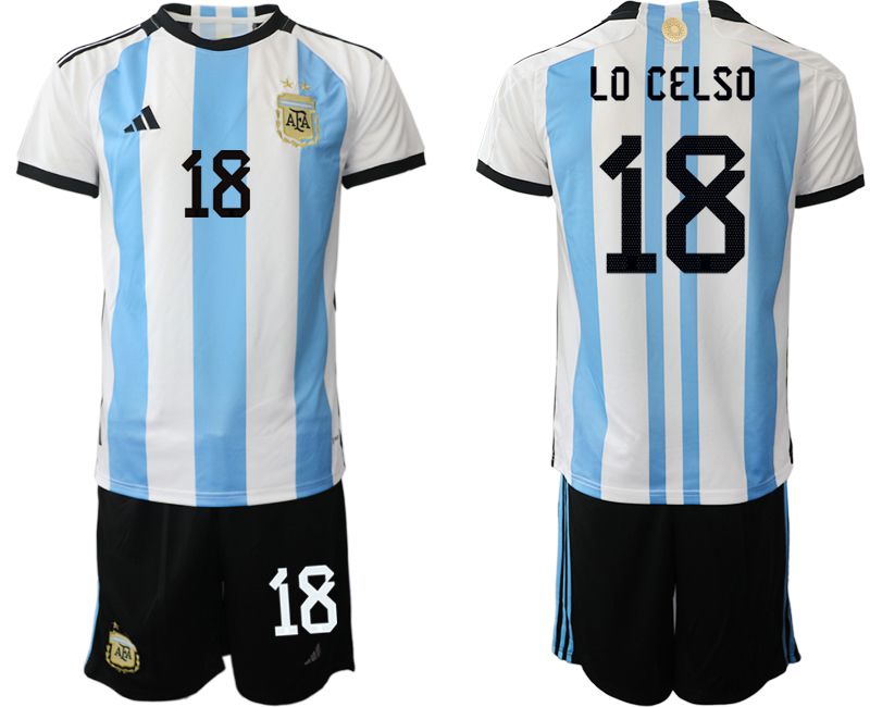 Men 2022 World Cup National Team Argentina home white #18 Soccer Jerseys